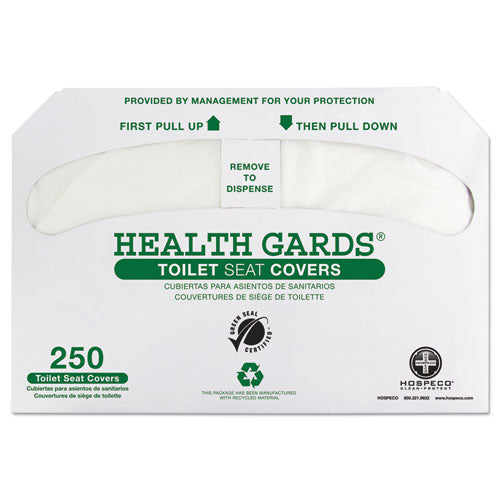 HOSPECO Health Gards Green Seal Recycled Toilet Seat Covers, 14.75 x 16.5, White, 250-Pack, 4 Packs-Carton GREEN-1000