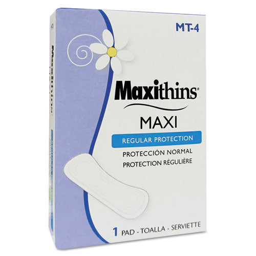 HOSPECO Maxithins Vended Sanitary Napkins #4, Maxi, 250 Individually Boxed Napkins-Carton MT-4