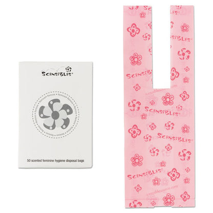 HOSPECO Scensibles Personal Disposal Bags, 3.38" x 9.75", Pink, 1,200-Carton SBX50