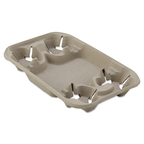 Chinet StrongHolder Molded Fiber Cup-Food Tray, 8 oz to 22 oz, Four Cups, Beige, 250-Carton 20969