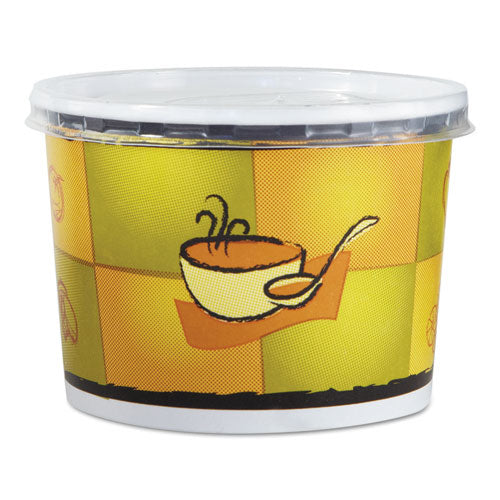 Chinet Streetside Squat Paper Food Container with Lid, Streetside Design, 12 oz, 250-Carton 70412
