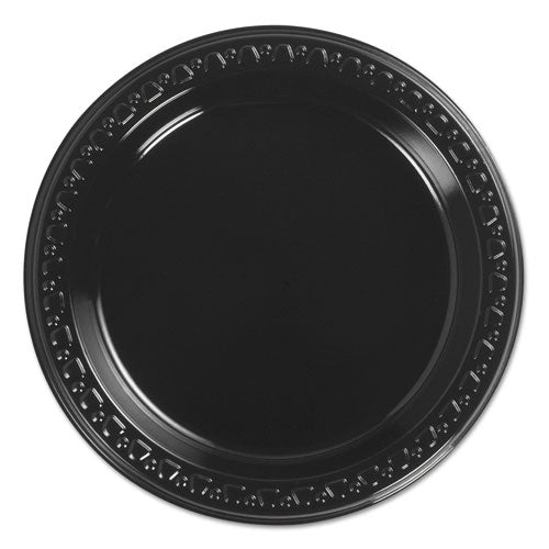 Chinet Heavyweight Plastic Plates, 6" dia, Black, 125-Bag, 8 Bags-Carton 81406