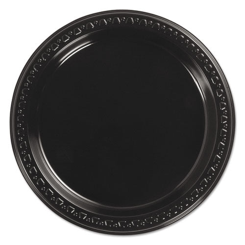 Chinet Heavyweight Plastic Plates, 7" dia, Black, 125-Pack, 8 Packs-Carton 81407