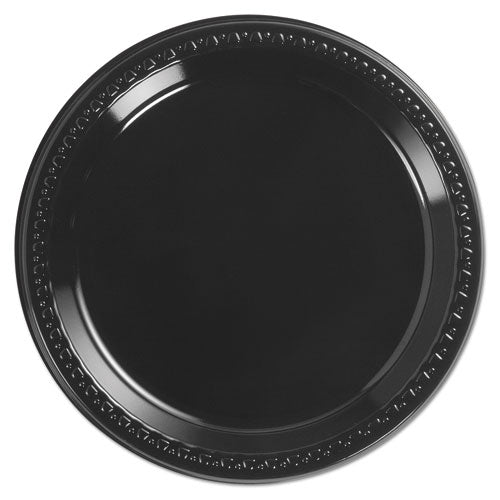 Chinet Heavyweight Plastic Plates, 9" dia, Black, 125-Pack, 4 Packs-Carton 81409