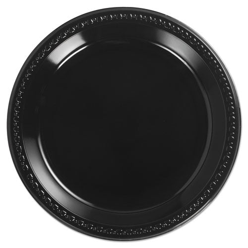 Chinet Heavyweight Plastic Plates, 10.25" dia, Black, 125-Pack, 4 Packs-Carton 81410