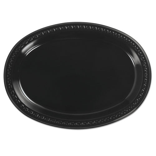 Chinet Heavyweight Plastic Platters, 8 x 11, Black, 125-Bag, 4 Bag-Carton 81411