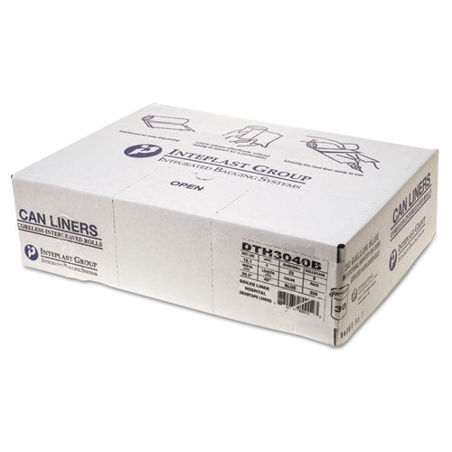 Inteplast Group Draw-Tuff Institutional Draw-Tape Can Liners, 30 gal, 1 mil, 30.5" x 40", Blue, 200-Carton DTH3040B