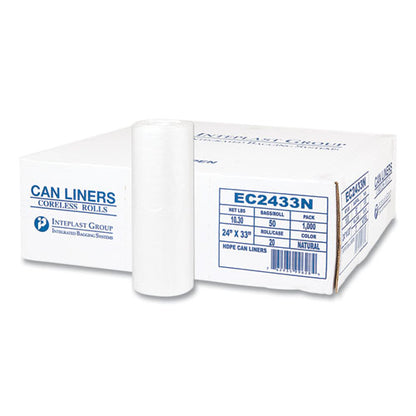 Inteplast Group High-Density Commercial Can Liners, 16 gal, 5 microns, 24" x 33", Natural, 1,000-Carton EC2433N
