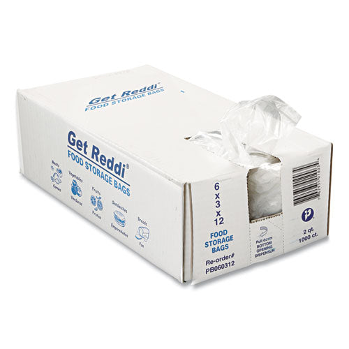 Inteplast Group Food Bags, 2 qt, 0.68 mil, 6" x 12", Clear, 1,000-Carton PB060312