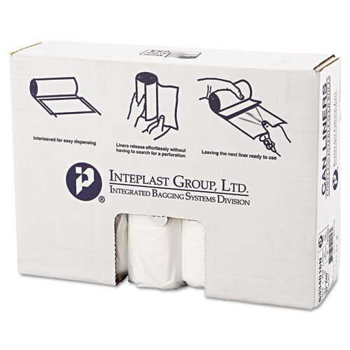 Inteplast Group High-Density Interleaved Commercial Can Liners, 33 gal, 16 microns, 33" x 40", Clear, 250-Carton S334016N