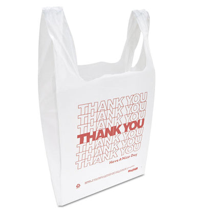 Inteplast Group "Thank You" Handled T-Shirt Bag, 0.167 bbl, 12.5 microns, 11.5" x 21", White, 900-Carton THW1VAL
