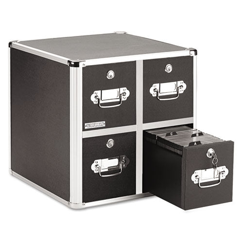 Vaultz 4-Drawer CD File Cabinet, Holds 660 Folders or 240 Slim-120 Standard Cases, Black VZ01049
