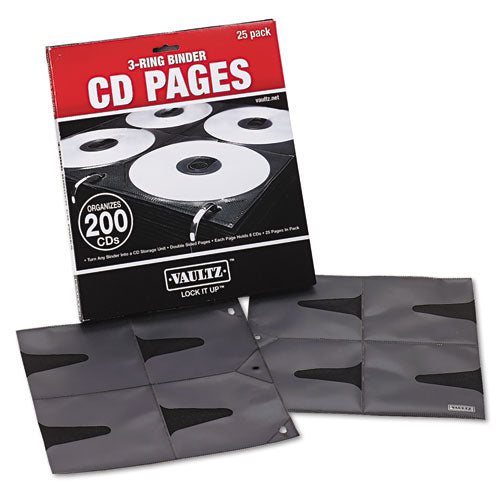 Vaultz Two-Sided CD Refill Pages for Three-Ring Binder, 25-Pack VZ01401