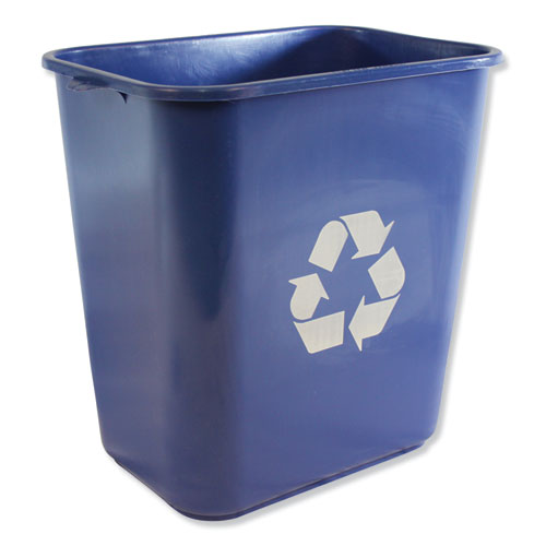 Impact Soft-Sided Recycle Logo Plastic Wastebasket, Rectangular, 28 qt, Polyethylene, Blue IMP 7702 BLU-R