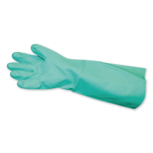 Impact Long Sleeve Unlined Nitrile Powder Free Gloves Green Medium (12 Pairs) 8225M