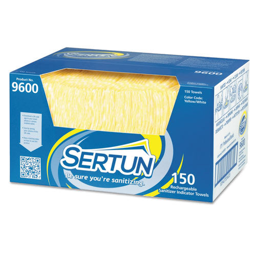 Sertun Color-Changing Rechargeable Sanitizer Towels, Yellow-White-Blue, 13.5x18, 150-Ct 9600