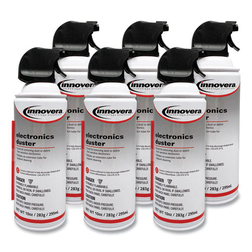 Innovera Compressed Air Duster Cleaner, 10 oz Can, 6-Pack IVR10016