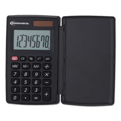 Innovera 15921 Pocket Calculator with Hard Shell Flip Cover, 8-Digit, LCD IVR15921