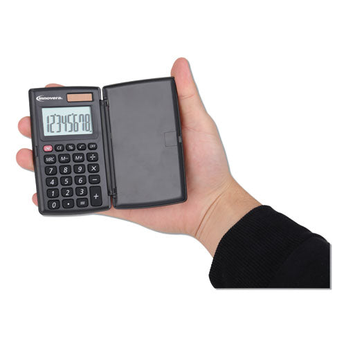 Innovera 15921 Pocket Calculator with Hard Shell Flip Cover, 8-Digit, LCD IVR15921