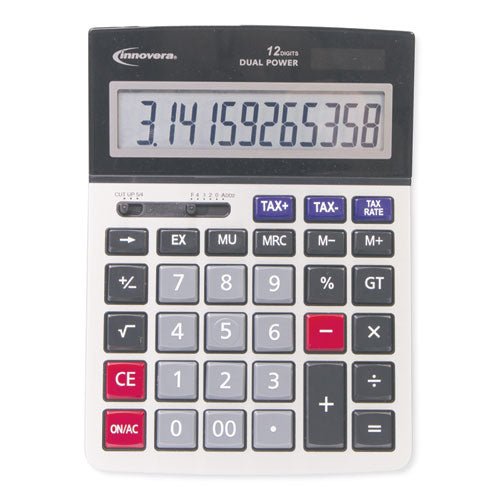 Innovera 15975 Large Display Calculator, Dual Power, 12-Digit LCD Display IVR15975