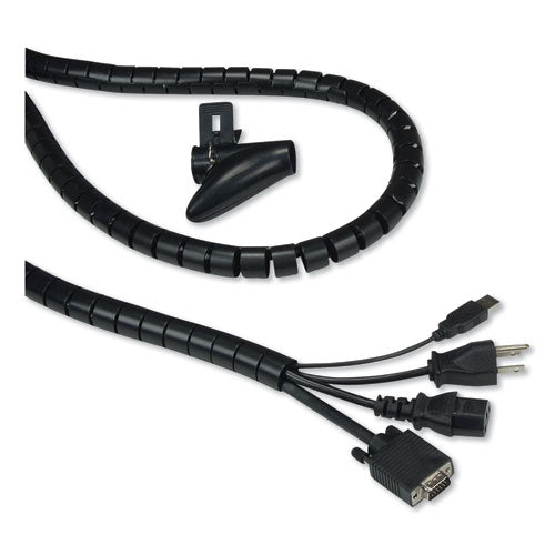 Innovera Cable Management Coiled Tube, 0.75" Dia x 77.5" Long, Black IVR39660