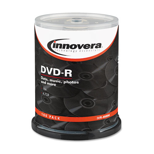 Innovera DVD-R Recordable Discs, 4.7 GB, 16x, Spindle, Silver, 100-Pack IVR46890