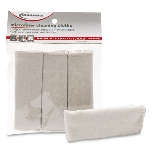 Innovera Microfiber Cleaning Cloths, 6" x 7", Gray, 3-Pack IVR51506