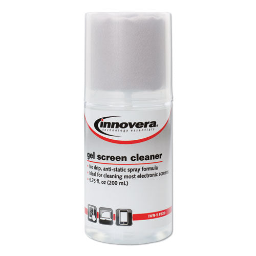 Innovera Anti-Static Gel Screen Cleaner, with Gray Microfiber Cloth, 4 oz Spray Bottle IVR51520