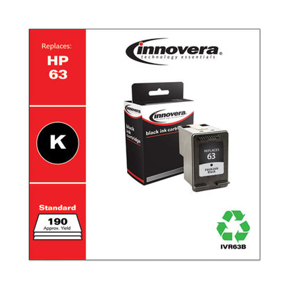 Innovera Remanufactured Black Ink, Replacement for HP 63 (F6U62AN), 190 Page-Yield IVR63B
