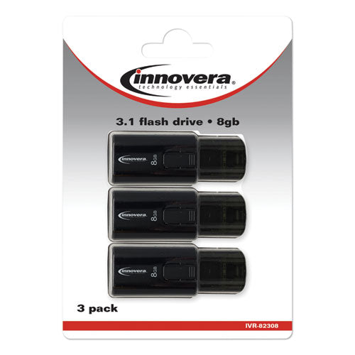 Innovera USB 3.0 Flash Drive, 8 GB, 3-Pack 82308
