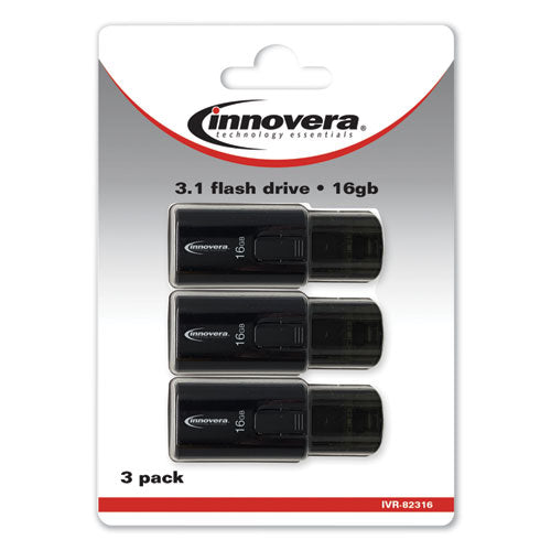 Innovera USB 3.0 Flash Drive, 16 GB, 3-Pack 82316