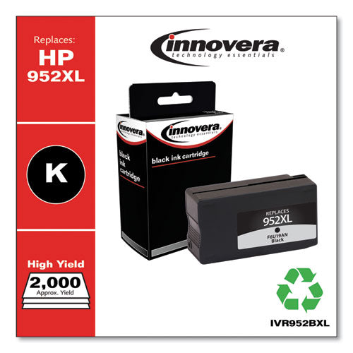 Innovera Remanufactured Black High-Yield Ink, Replacement for HP 952XL (F6U19AN), 2,000 Page-Yield IVR952BXL