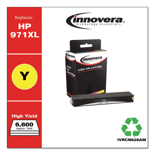 Innovera Remanufactured Yellow High-Yield Ink, Replacement for HP 971XL (CN628AM), 6,600 Page-Yield IVRCN628AM