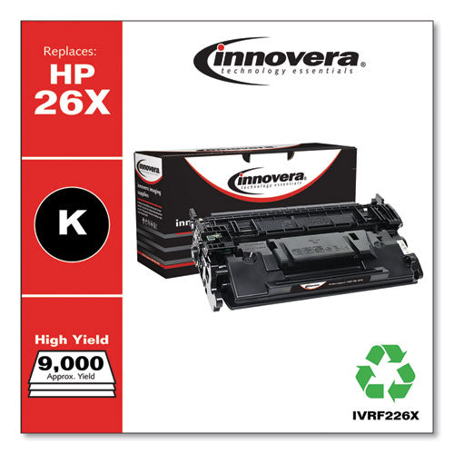 Innovera Remanufactured Black High-Yield Toner, Replacement for HP 26X (CF226X), 9,000 Page-Yield IVRF226X