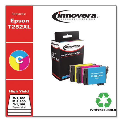 Innovera T252XL (T252XL220, T252XL320, T252XL420) High-Yield Cyan, Magenta, Yellow Ink Cartridges IVRT252XLBCLR