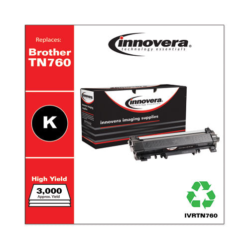Innovera Remanufactured Black High-Yield Toner, Replacement for Brother TN760, 3,000 Page-Yield IVRTN760