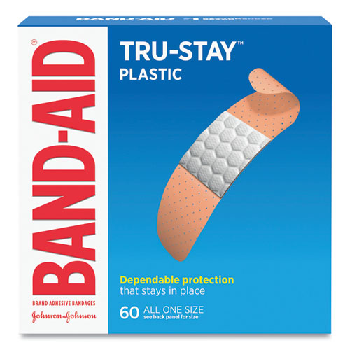 BAND-AID Plastic Adhesive Bandages, 0.75 x 3, 60-Box 100563500