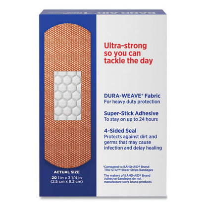 BAND-AID Flexible Fabric Adhesive Tough Strip Bandages, 1 x 3.25, 20-Box 111713100