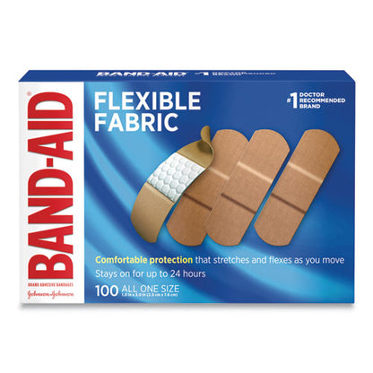 BAND-AID Flexible Fabric Adhesive Bandages, 1 x 3, 100-Box 4444