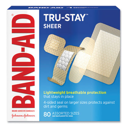 Band-Aid Tru-Stay Sheer Strips Adhesive Bandages, Assorted, 80-Box 111713400