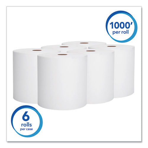 Scott Essential High Capacity Hard Roll Towel, 1.5" Core, 8 x 1000 ft, Recycled, White, 6-Carton 01005
