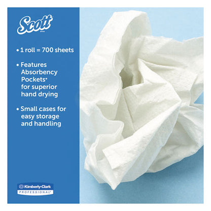 Scott Essential Roll Control Center-Pull Towels,  8 x 12, White, 700-Roll, 6 Rolls-CT 01032
