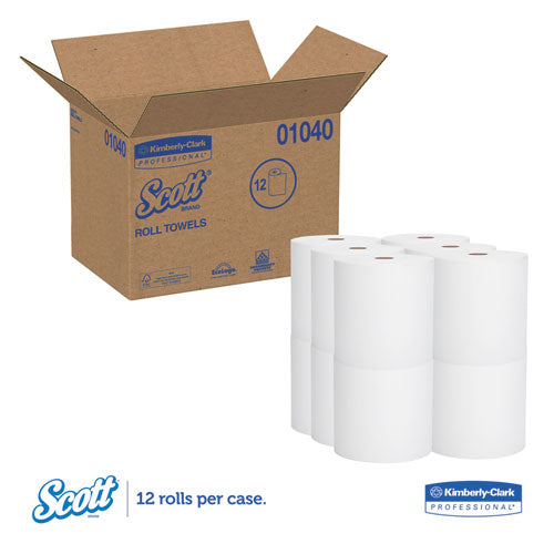Scott Essential Hard Roll Towel, 1.5" Core, 8 x 800ft, White, 12 Rolls-Carton 1040