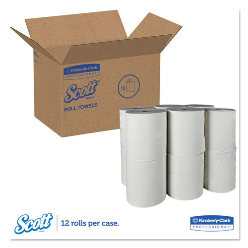 Scott Essential 100% Recycled Fiber Hard Roll Towel, 1.5" Core, White, 8" x 800 ft, 12-Carton 01052