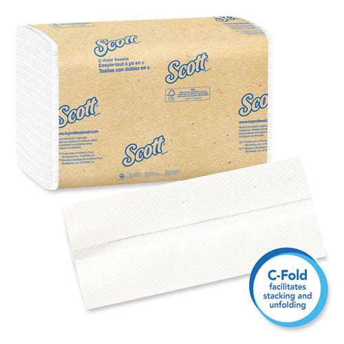 Scott Essential C-Fold Towels, Absorbency Pockets,10 1-8x13 3-20,White,200-PK,12 PK-CT 1510
