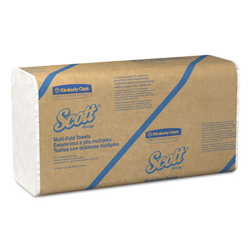 Scott Essential Multi-Fold Towels 100% Recycled, 9 1-5x9 2-5, White, 250-Pk, 16 Pk-CT 01807