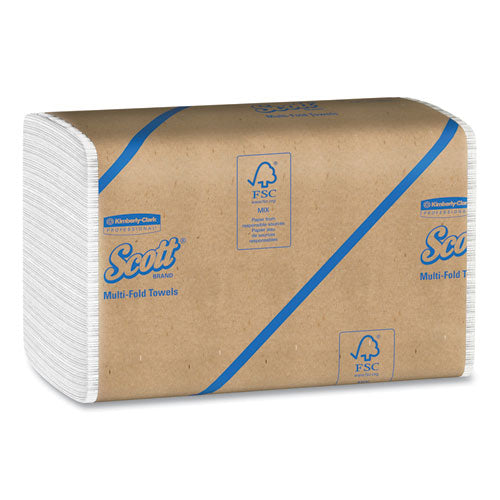 Scott Essential Multi-Fold Towels 100% Recycled, 9 1-5x9 2-5, White, 250-Pk, 16 Pk-CT 01807