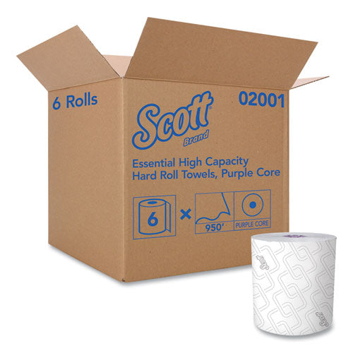 Scott Essential High Capacity Hard Roll Towel, White, 8" x 950 ft, 6 Rolls-Carton 02001