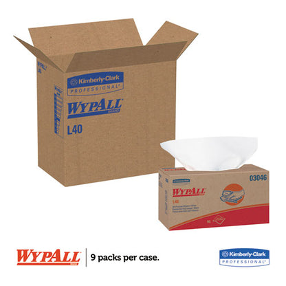 WypAll L40 Towels, POP-UP Box, White, 10 4-5 x 10, 90-Box, 9 Boxes-Carton 03046
