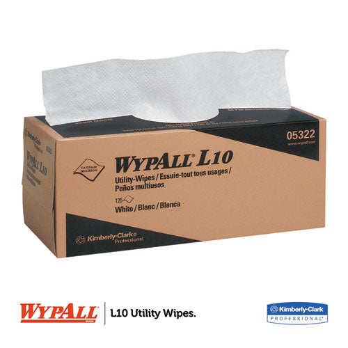 WypAll L10 Towels POP-UP Box, 1Ply, 12x10 1-4, White, 125-Box, 18 Boxes-Carton KCC 05322